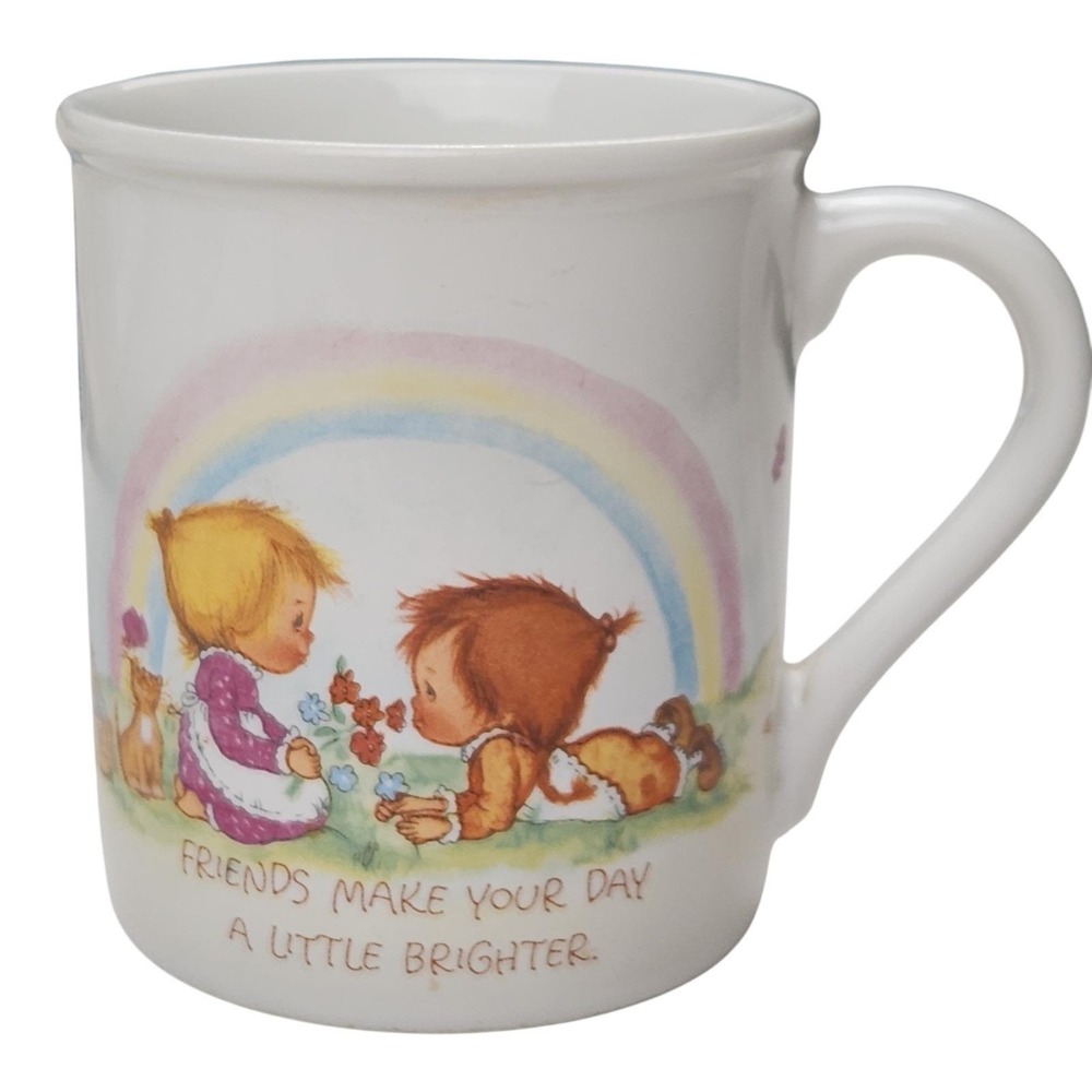 Vintage 1983 Hallmark Mug Mates Betsey Clark White Rainbow Friendship Kawaii 80s - Picture 2 of 7